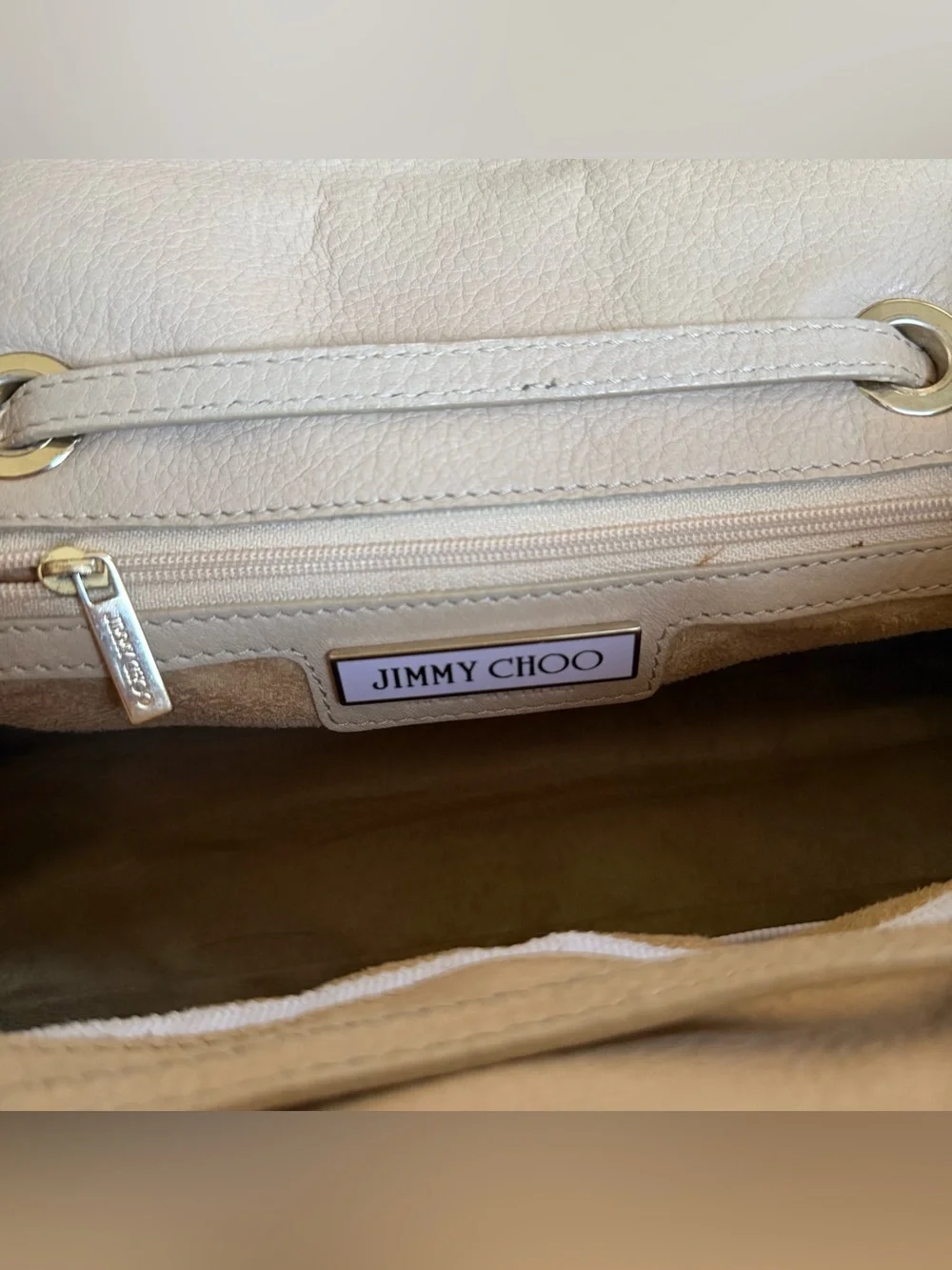 Jimmy Choo Rosalie Beige Leather Satchel Handbag – Missing Shoulder Strap